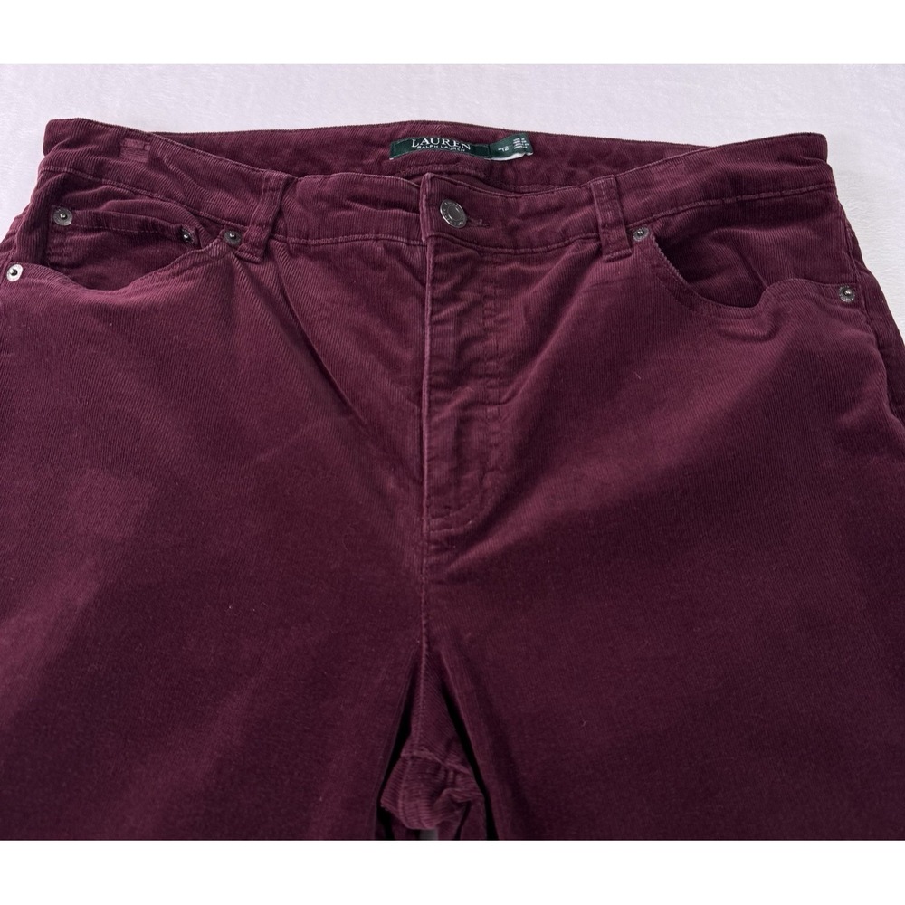 Lauren Ralph‎ Lauren Corduroy Pants Womens 12 Burgundy Red Wine Classic Straight